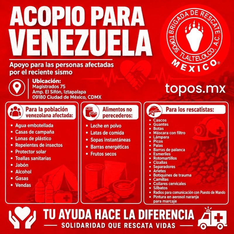 FACEBOOK/Brigada de Rescate Topos Tlaltelolco A.C. 