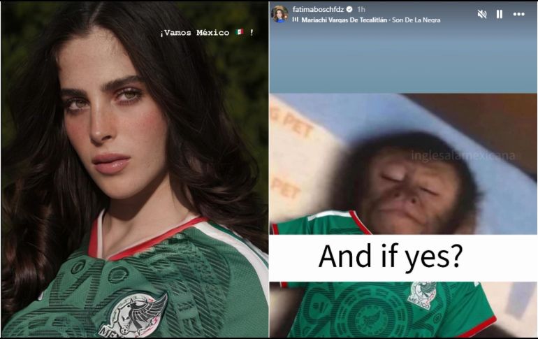 Con estas fotos, Fátima Bosch se suma al apoyo de la Selección Mexicana que hoy se juega la vida frente a Ecuador en el Mundial 2026. ESPECIAL / Instagram @fatimaboschfdz 