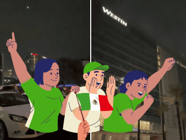 Las redes sociales se inundaron rápidamente con videos de la ruidosa afición de México concentrada afuera del hotel donde se hospedó la selección de Ecuador. ESPECIAL / X