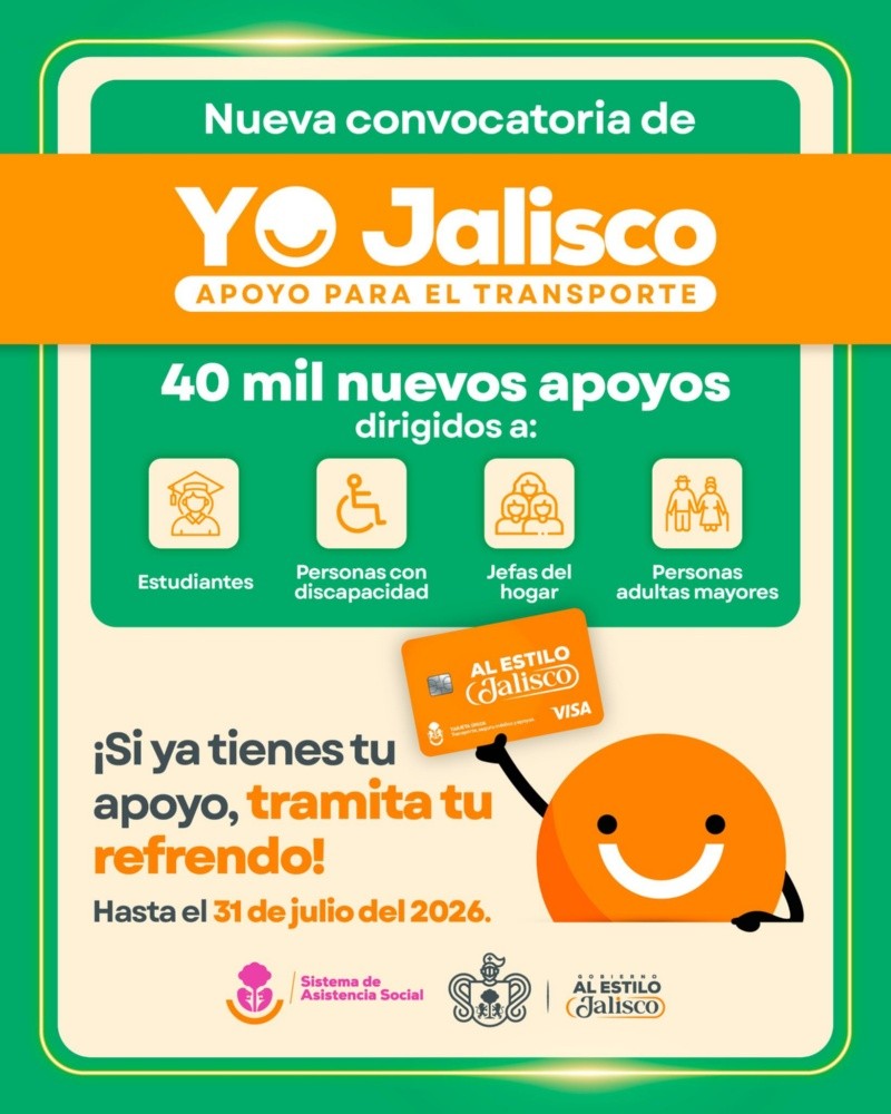 Lanzan convocatoria de Yo Jalisco Apoyo para el Transporte. ESPECIAL