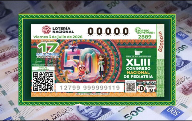 El billete del Sorteo Superior 2889 conmemoró el 50 aniversario de la Asociación Mexicana de Pediatría. X/lotenal
