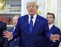 "Vi el partido de anoche entre México e Inglaterra; y no tenía ninguna razón para hacerlo, pero no podías apartar la vista del partido", confesó el presidente Trump. EFE / S. Thew