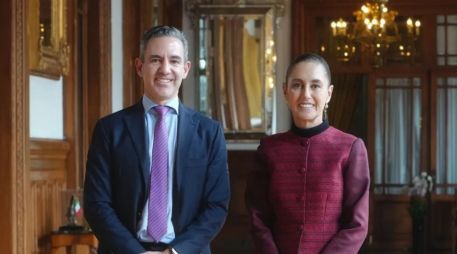 Claudia Sheinbaum Pardo publicó una foto de su encuentro con David Vélez Osorno. X/@Claudiashein