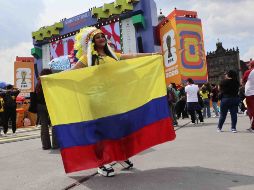 Ambiente en el Fan Fest del Zócalo Capitalino durante el encuentro entre Colombia y Suiza de los octavos de final del Mundial 2026. SUN/L. Camacho