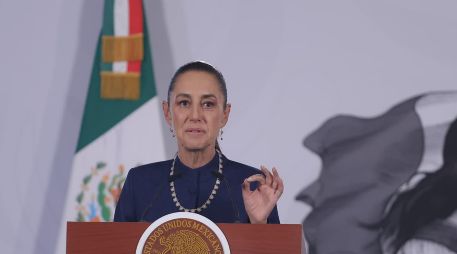 La Presidenta de México, Claudia Sheinbaum, durante su conferencia de prensa matutina de este jueves. SUN/G. Pano