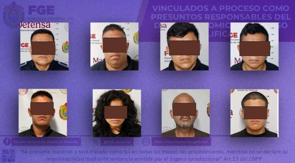 Entre los sospechosos implicados hay 7 hombres y una mujer. ESPECIAL/FGE Veracruz