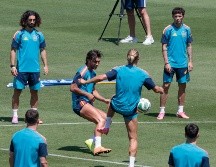Jugadores de España durante el entrenamiento en la víspera del juego de cuartos de final contra Bélgica. EFE/ Lavandeira Jr