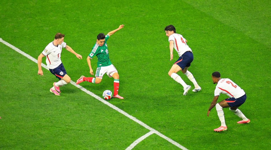 El futbolista Gilberto Mora durante el juego de México contra Inglaterra de la Copa Mundial de la FIFA 2026. EL INFORMADOR/J. Acosta