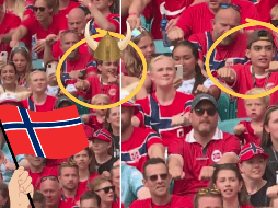 Gilberto Mora acudió al encuentro de Noruega vs Inglaterra acompañado de su representante, Rafaela Pimenta. ESPECIAL / X