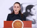 En Palacio Nacional, Sheinbaum fue cuestionada sobre la posible exoneración del Ejército Mexicano por parte de la CNDH. EFE / M. GUZMÁN
