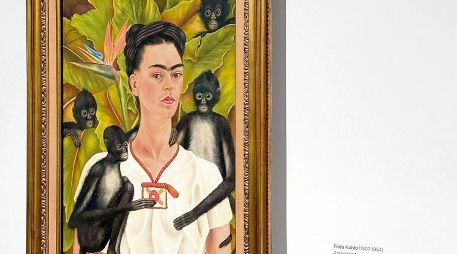“Autorretrato con monos”, de la artista Frida Kahlo; la pintura que forma parte de la colección. ESPECIAL