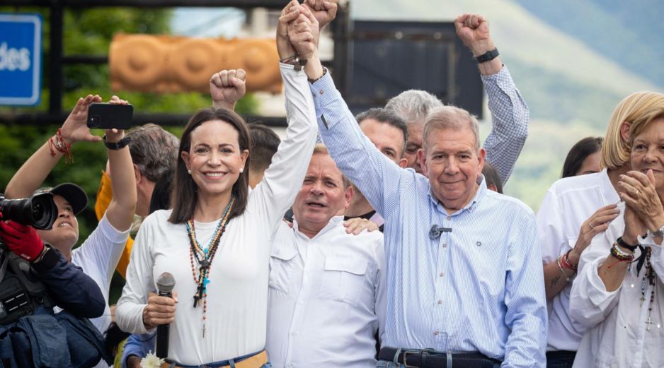 María Corina Machado dijo estas palabras frente a un auditorio de líderes conservadores, entre los que estaban Edmundo González Urrutia . EFE / ARCHIVO