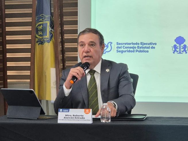 Roberto Alarcón Estrada en conferencia destacó la disminución de homicidio doloso en Jalisco así como otros delitos. EL INFORMADOR / R. Bobadilla