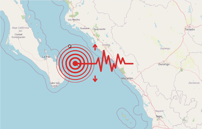 &nbsp;Sismo en Baja California Sur. ESPECIAL / SSN