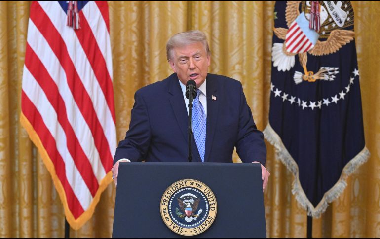 Las revelaciones que Trump presentará durante su intervención “sorprenderán” a la audiencia, dijo la secretaria de prensa, Karoline Leavitt. EFE/ S. LOEB