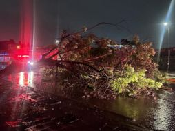 En Zapopan, un auto que circulaba por las avenidas Parres Arias y Las Torres, en la zona de Belenes, fue arrastrado por la corriente en el canal ubicado a espaldas del CUCEA de la Universidad de Guadalajara. ESPECIAL/Protección Civil Zapopan