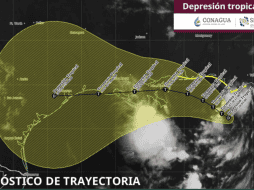 El sistema presenta vientos máximos sostenidos de 45 kilómetros por hora, con rachas de mayor intensidad. ESPECIAL/X/@conagua_clima