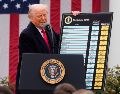 El presidente de EU, Donald Trump, habla durante un evento para anunciar nuevos aranceles en la Casa Blanca, en Washington, el 2 de abril de 2025. AP/ARCHIVO