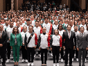 La Presidenta Claudia Sheinbaum abanderó a los atletas que representarán a México en Santo Domingo 2026. X/@Claudiashein