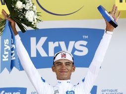 Isaac del Toro terminó la competencia a 1.21 del ganador, el belga Remco Evenepoel, y a 5 segundos de Paul Seixas, que entró cuarto. EFE / Y. Valat