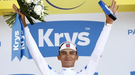 Isaac del Toro terminó la competencia a 1.21 del ganador, el belga Remco Evenepoel, y a 5 segundos de Paul Seixas, que entró cuarto. EFE / Y. Valat
