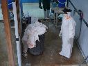 Un trabajador sanitario en un centro de tratamiento de ébola en Bunia, República Democrática del Congo. AP/ P. Heri