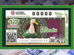 El billete del Sorteo Superior 2891 fue ilustrado con la fotografía del pato Merlín, el animal que de manera espontánea se convirtió en símbolo del entusiasmo del Mundial 2026. ESPECIAL