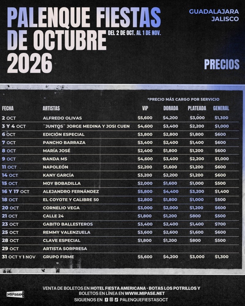 ESPECIAL/ Facebook/ Palenque Fiestas Octubre