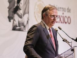 Marcelo Ebrard, secretario de Economía, en la conferencia 