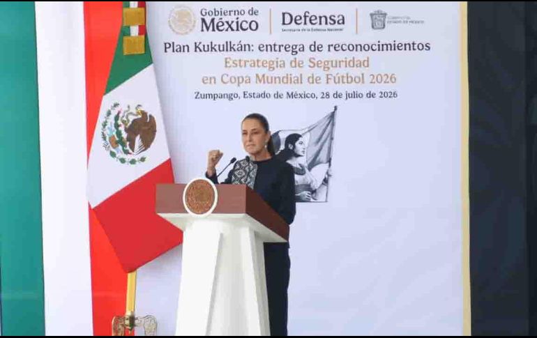 La Presidenta de la República y Comandanta Suprema de las Fuerzas Armadas, Claudia Sheinbaum Pardo, encabezó la Ceremonia de reconocimientos al personal que integró el Plan Kukulkán. SUN / K. Guerrero