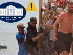 Miles de jóvenes marroquíes llegaron este jueves a la frontera entre Castillejos (Marruecos) y Ceuta para tratar de cruzar la valla que separa las dos ciudades. EFE / Reduan Dris