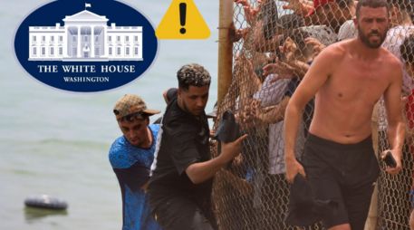 Miles de jóvenes marroquíes llegaron este jueves a la frontera entre Castillejos (Marruecos) y Ceuta para tratar de cruzar la valla que separa las dos ciudades. EFE / Reduan Dris
