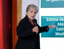 La secretaria de Medio Ambiente y Recursos Naturales (Semarnat), Alicia Bárcena, habla durante una rueda de prensa este jueves en Palacio Nacional en Ciudad de México. EFE/I. Esquivel