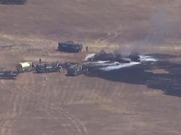 Foto tomada de video suministrado por KGTV muestra el lugar donde se estrelló un avión militar F-35 cerca de la Base Miramar en San Diego, el 31 de julio del 2026. KGTV/ AP