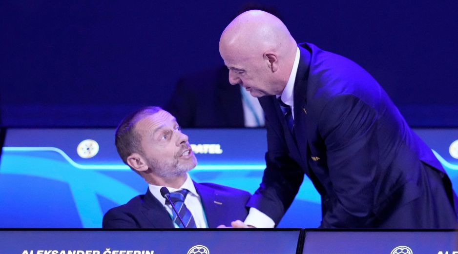 ALEKSANDER ČEFERIN y GIANNI INFANTINO. La UEFA fue la primera confederación en expresar públicamente su rechazo total al proyecto, incluso antes de que la FIFA lo hiciera oficial. AP / ARCHIVO