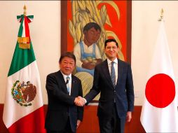 Roberto Velasco Álvarez publicó en sus redes sociales fotografías de su encuentro con el ministro Toshimitsu Motegi. X/@SRE_mx