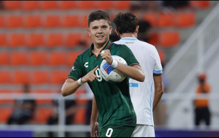 Tahiel Jiménez. El atacante veracruzano anotó tres goles y fue clave para instalar al equipo en las semifinales de Santo Domingo 2026. X/miseleccionsubs