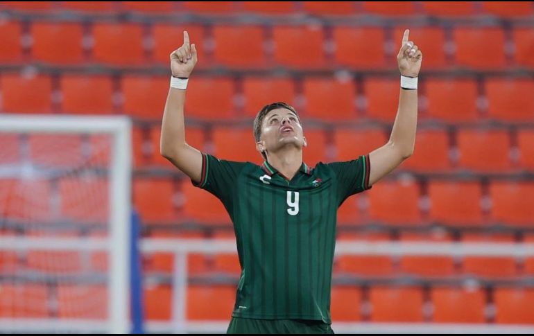 Tahiel Jiménez tuvo una gran actuación, logrando tres de los cuatro goles de la Selección Mexicana frente a Guatemala. ESPECIAL / X: @ClubSantos