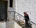 Ihsan Yaghi, de 60 años y vecina de la localidad de Zawtar al Gharbiya, entra en su vivienda tras el paso del ejército israelí por la localidad de Zawtar Al Gharbiya, al sur del Líbano. EFE/ E. Gutiérrez