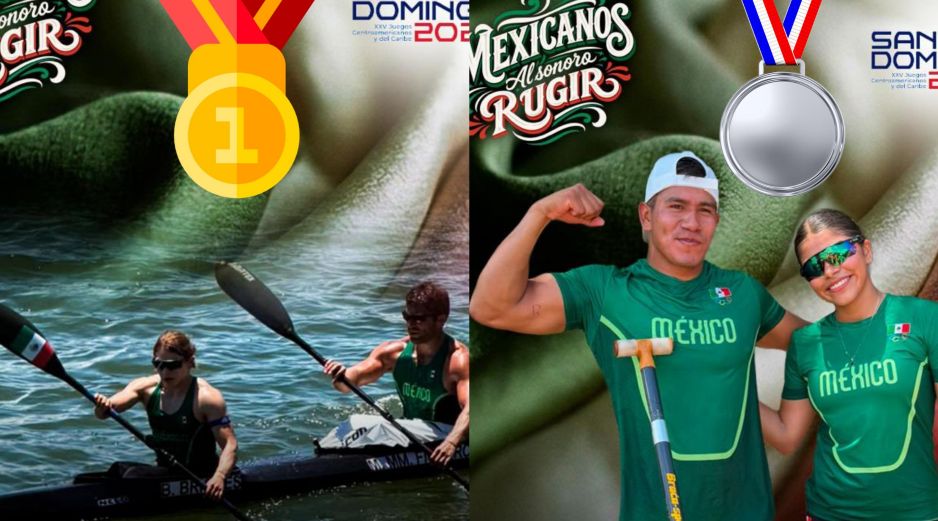 México acumuló siete medallas en ocho eventos de los Juegos Centroamericanos y del Caribe Santo Domingo 2026 dentro de la disciplina de canotaje. ESPECIAL / X: @conadeoficial