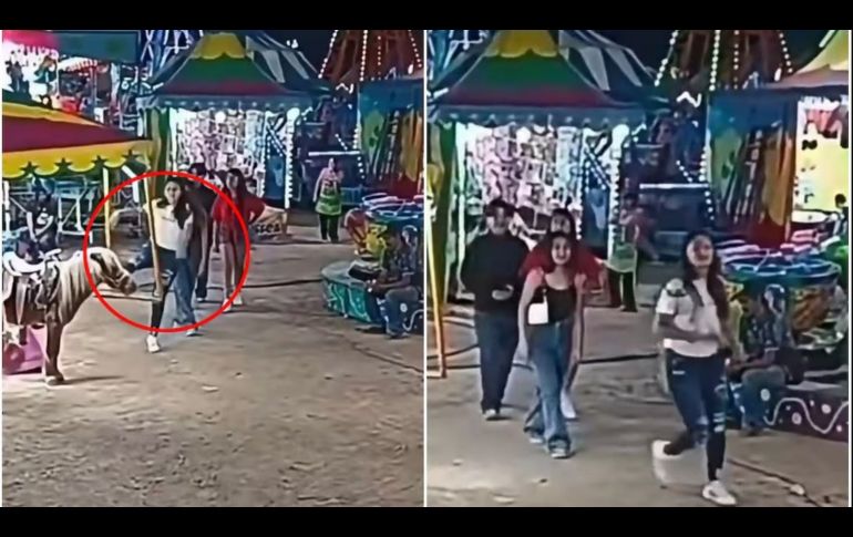 La joven pateó al poni en la cabeza y siguió caminando como si nada. CAPTURA DE VIDEO