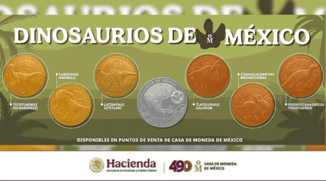 La serie está conformada por seis medallas distintas, cada una dedicada a un espécimen único descubierto en diferentes estados de la república.  ESPECIAL/GOBIERNODEMÉXICO