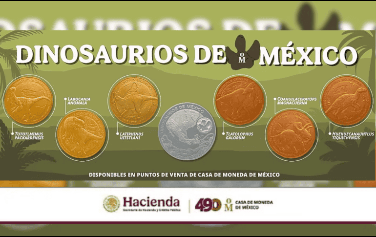 La serie está conformada por seis medallas distintas, cada una dedicada a un espécimen único descubierto en diferentes estados de la república.  ESPECIAL/GOBIERNODEMÉXICO
