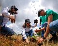 En la jornada de reforestación se plantaron 300 árboles de pino, fresno y mezquite. EFE/ F. Guasco