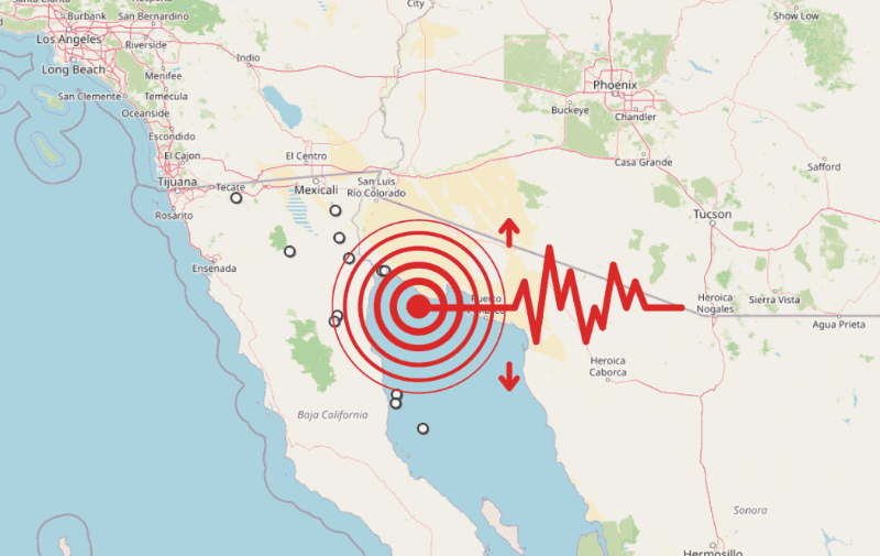 &nbsp;Sismo en Baja California. ESPECIAL / SSN