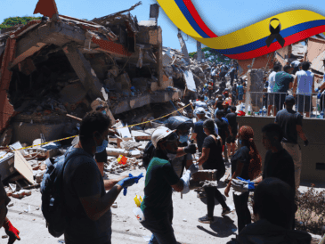 Un terremoto de magnitud 7.4 con epicentro en el noroeste de Colombia dejó el lunes al menos 69 muertos, varios heridos y personas atrapadas en edificios que colapsaron. EFE / E. Guzmán