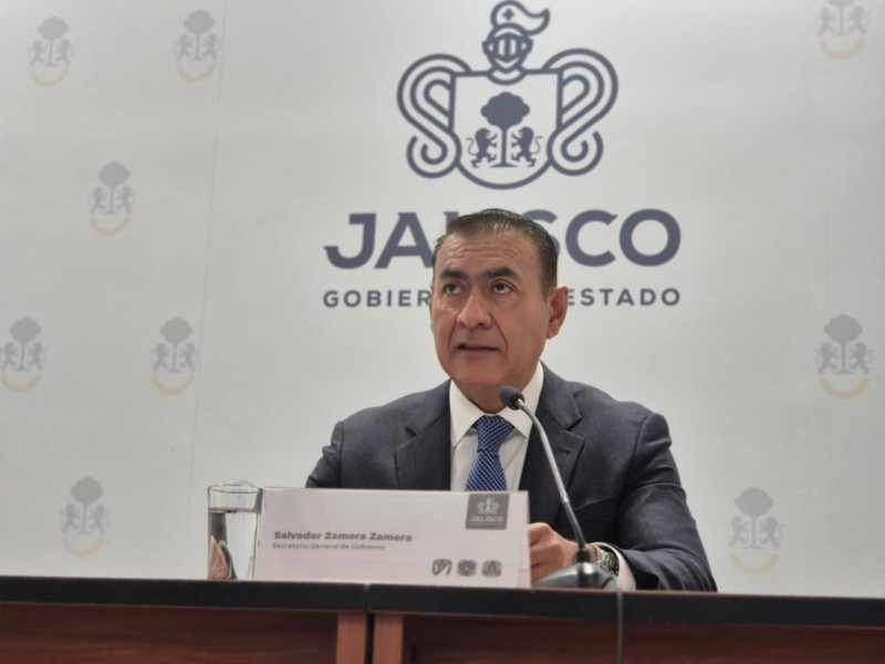 &nbsp;Salvador Zamora, secretario general del gobierno de Jalisco, durante conferencia de prensa. EL INFORMADOR / R. Bobadilla