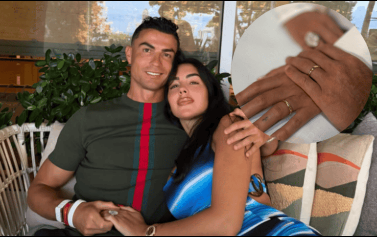 Cristiano Ronaldo y Georgina Rodríguez confirmaron su matrimonio publicando una imagen de sus alianzas de oro. El anuncio sella casi una década de relación y acalla los rumores de una boda secreta en Portugal. ESPECIAL/ Instagram/ georginagio