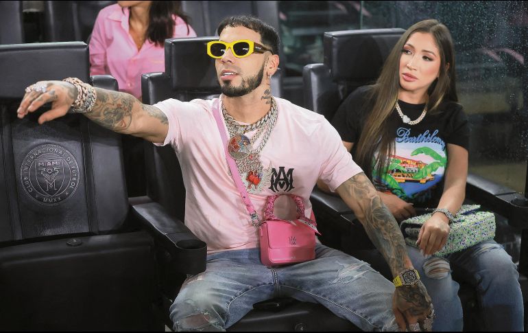 Anuel AA en un partido de dieciseisavos de final de la Leagues Cup entre Orlando City SC e Inter Miami CF. AFP