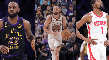 LeBron, Curry y Durant son tres de los últimos y más fuertes pilares que conservan sus fortalezas a pesar de ver su auge en la década pasada. AFP/CANVA